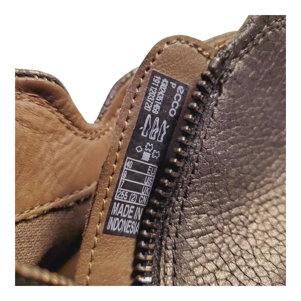 Ecco Soft 7 Low Cut Zip Bootie Shale Metallic Womens Size 9 Leather Sneaker Boot